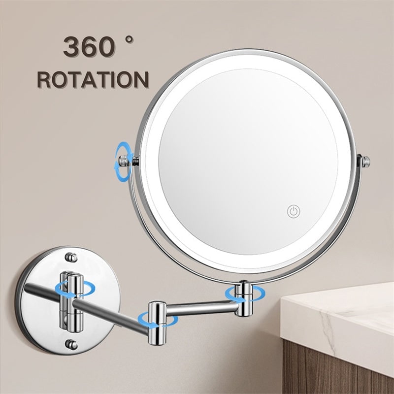 LED Wall-Mounted Vanity Mirror with 10x Magnification and Extendable Folding Arm - Image 12