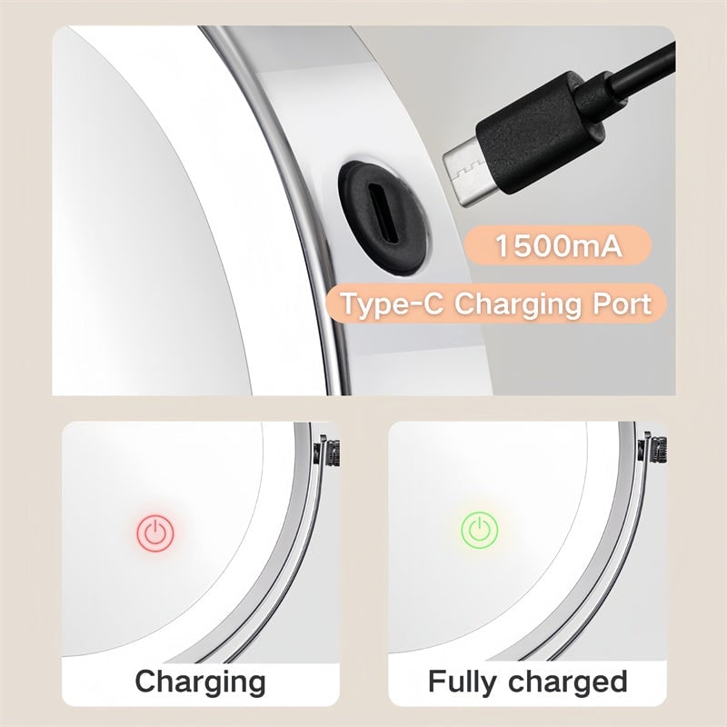 LED Wall-Mounted Vanity Mirror with 10x Magnification and Extendable Folding Arm - Image 14