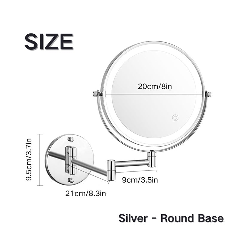 LED Wall-Mounted Vanity Mirror with 10x Magnification and Extendable Folding Arm - Image 4