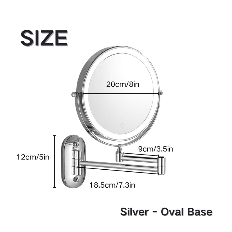 LED Wall-Mounted Vanity Mirror with 10x Magnification and Extendable Folding Arm - Image 5