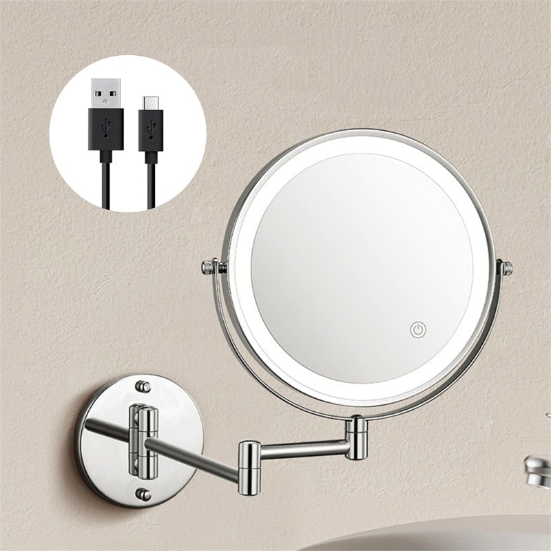 LED Wall-Mounted Vanity Mirror with 10x Magnification and Extendable Folding Arm - Image 8