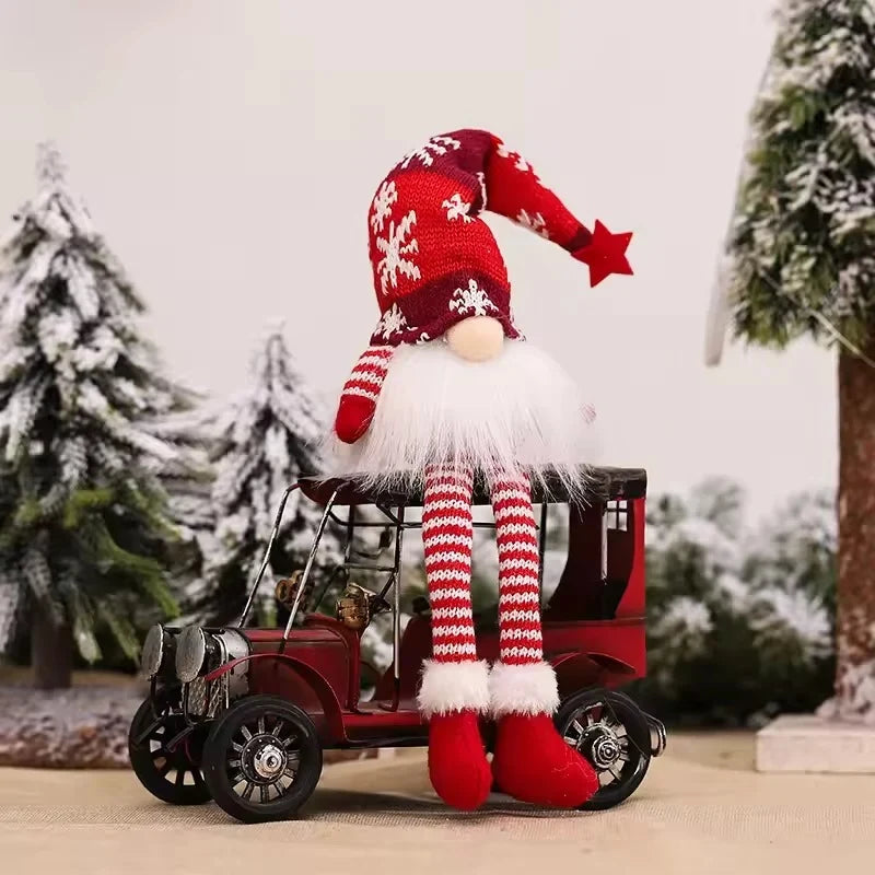 Light Up Christmas Gnome Decoration with Snowflake Knit Hat and Faux Fur Beard - Image 12