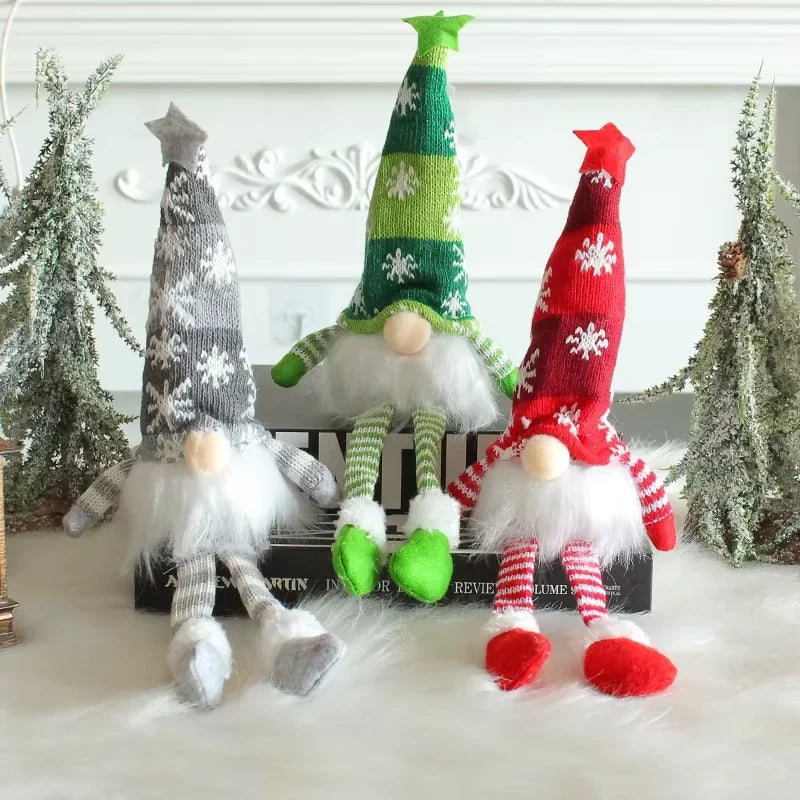 Light Up Christmas Gnome Decoration with Snowflake Knit Hat and Faux Fur Beard - Image 6