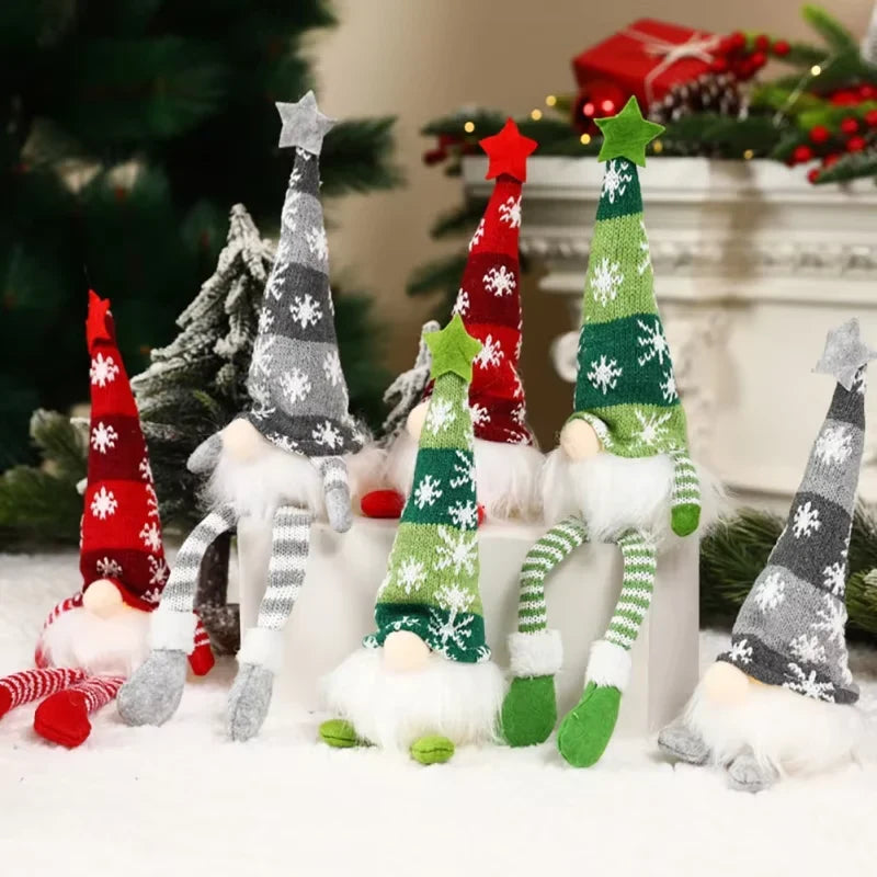 Light Up Christmas Gnome Decoration with Snowflake Knit Hat and Faux Fur Beard - Image 7