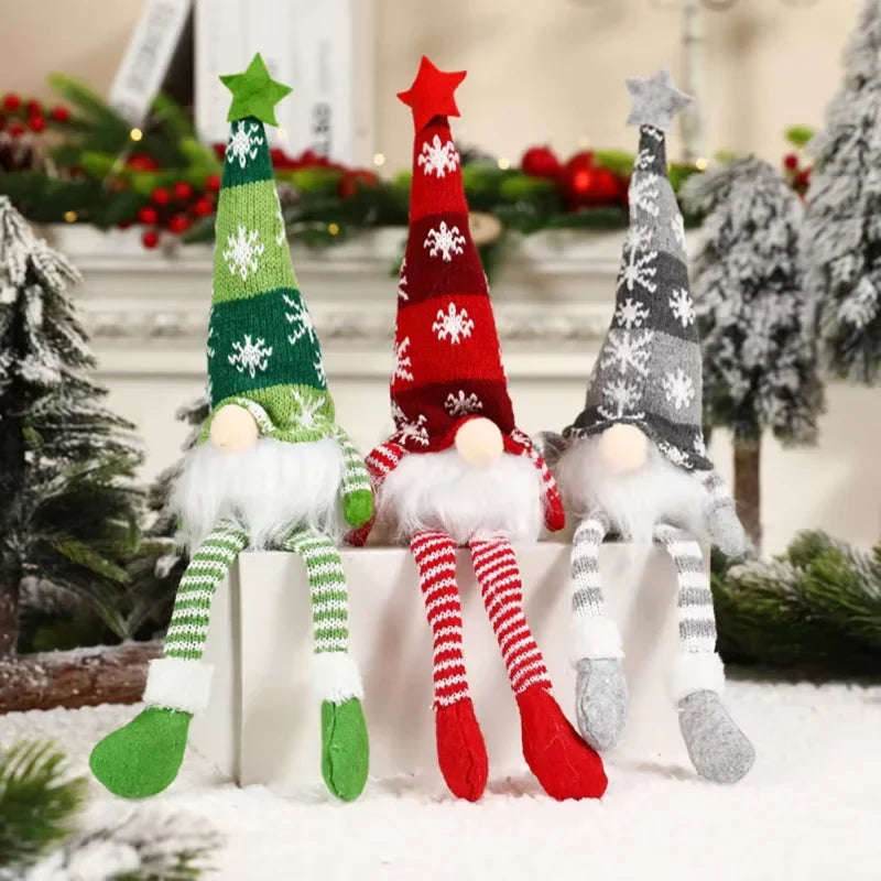 Light Up Christmas Gnome Decoration with Snowflake Knit Hat and Faux Fur Beard - Image 8