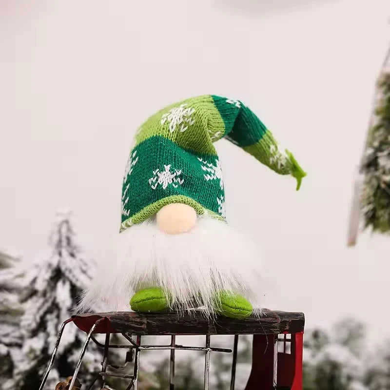 Light Up Christmas Gnome Decoration with Snowflake Knit Hat and Faux Fur Beard - Image 9