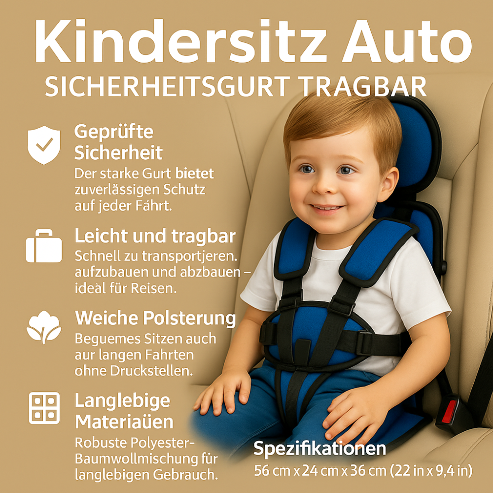Lightweight Travel Car Seat with 5-Point Harness and Padded Headrest for Kids - Image 3