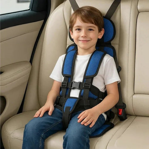 Lightweight Travel Car Seat with Five-Point Harness and Padded Cushioning - Image 1