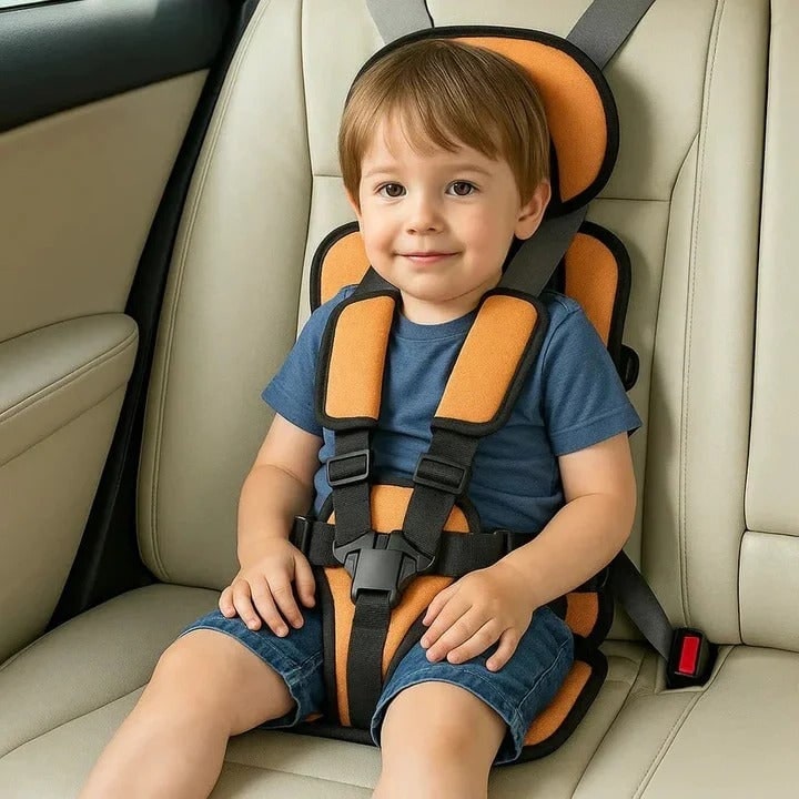 Lightweight Travel Car Seat with Five-Point Harness and Padded Cushioning - Image 3