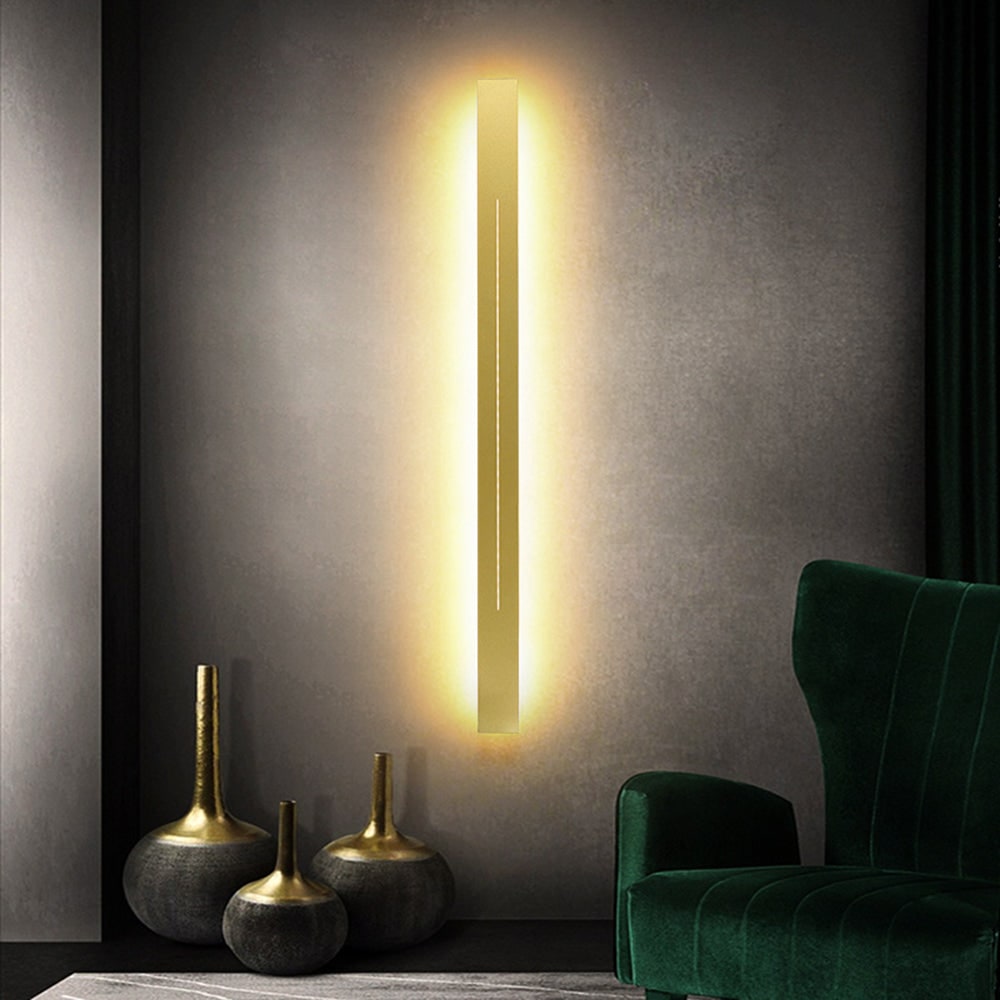 Linear LED Wall Light with Slim Slit Design and Warm White Ambient Lighting - Image 3