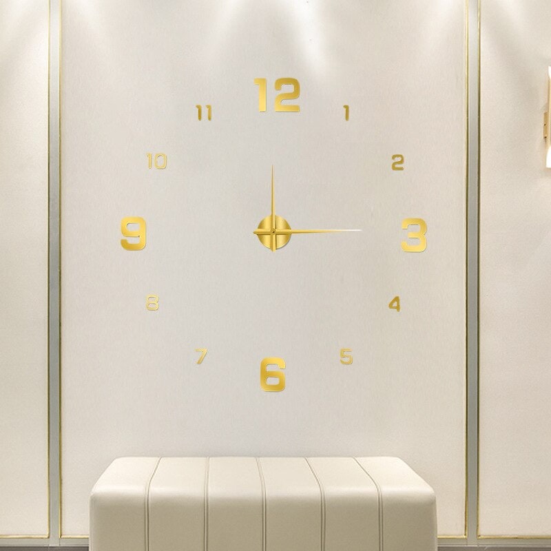 Long Wall Clock with Modern Frameless Design and Adhesive 3D Numbers - Image 4