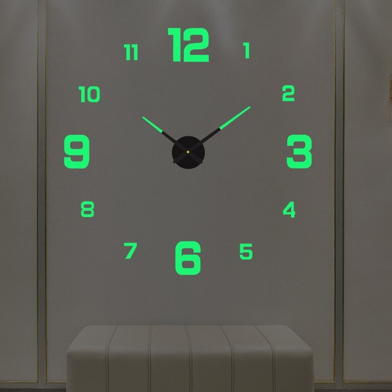 Long Wall Clock with Modern Frameless Design and Adhesive 3D Numbers - Image 6