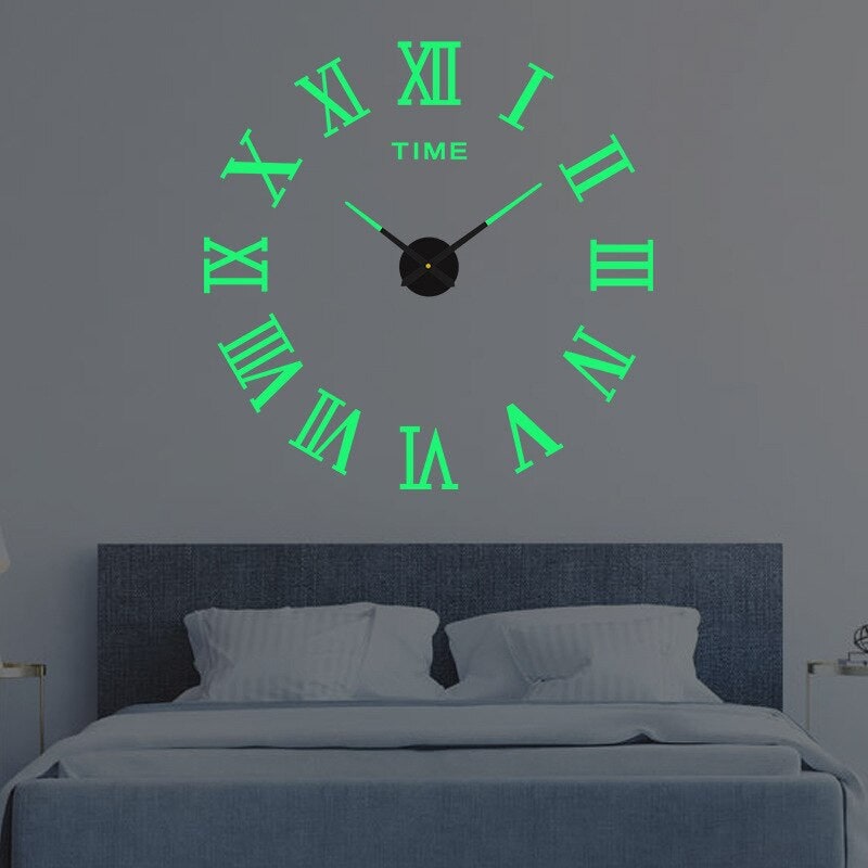 Long Wall Clock with Modern Frameless Design and Adhesive 3D Numbers - Image 8