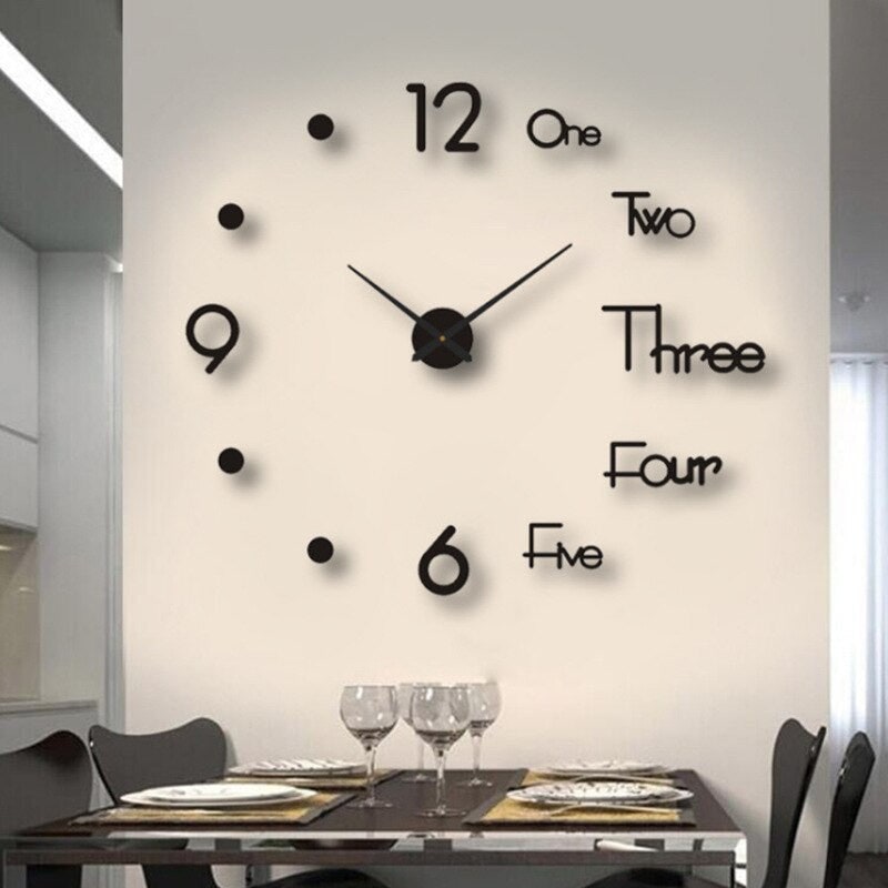 Long Wall Clock with Modern Frameless Design and Adhesive 3D Numbers - Image 9