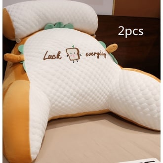 Lumbar Support Pillow with Reading Backrest Armrests and Detachable Neck Roll for Bed - Image 12