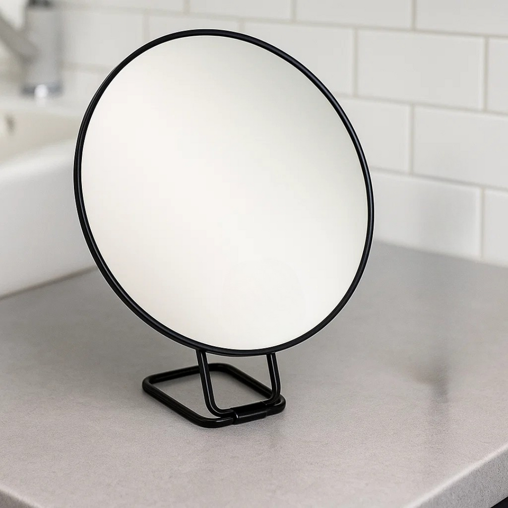 Magnifying Makeup Mirror with Folding Stand and Handheld Handle - Image 2
