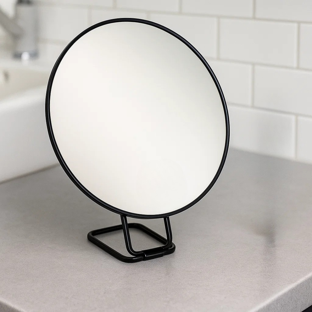 Magnifying Makeup Mirror with Folding Stand and Handheld Handle - Image 2