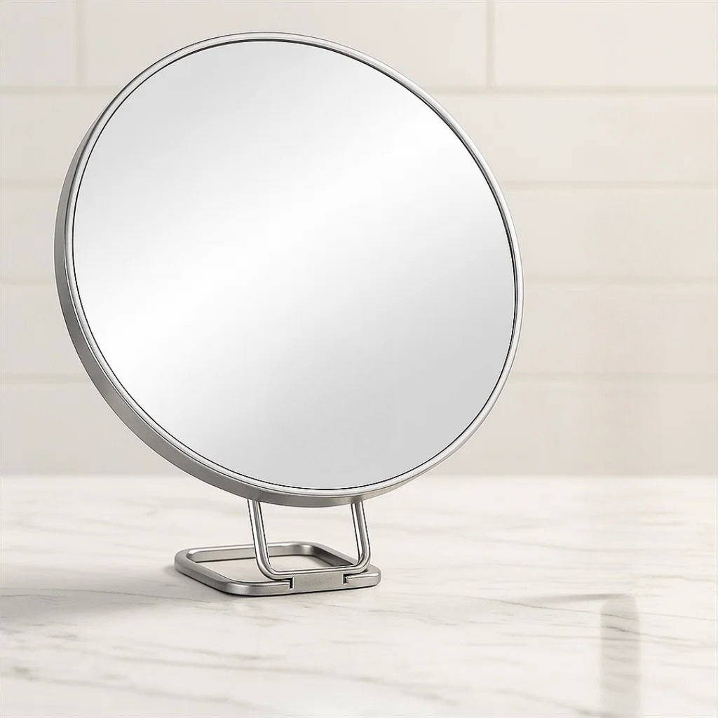 Magnifying Makeup Mirror with Folding Stand and Handheld Handle - Image 3
