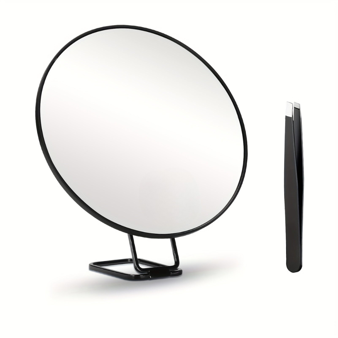 Magnifying Makeup Mirror with Folding Stand and Handheld Handle - Image 5