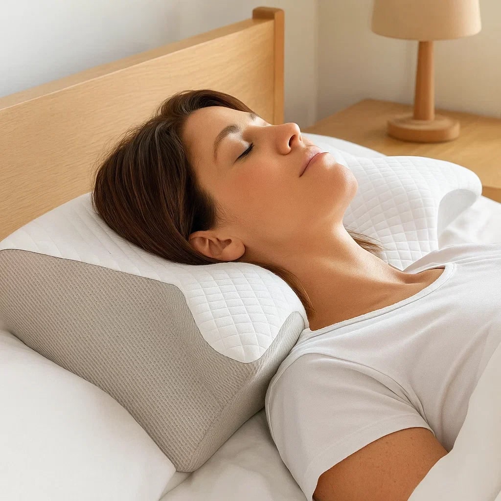 Memory Foam Cervical Pillow with Contoured Butterfly Shape and Orthopedic Neck Support - Image 2