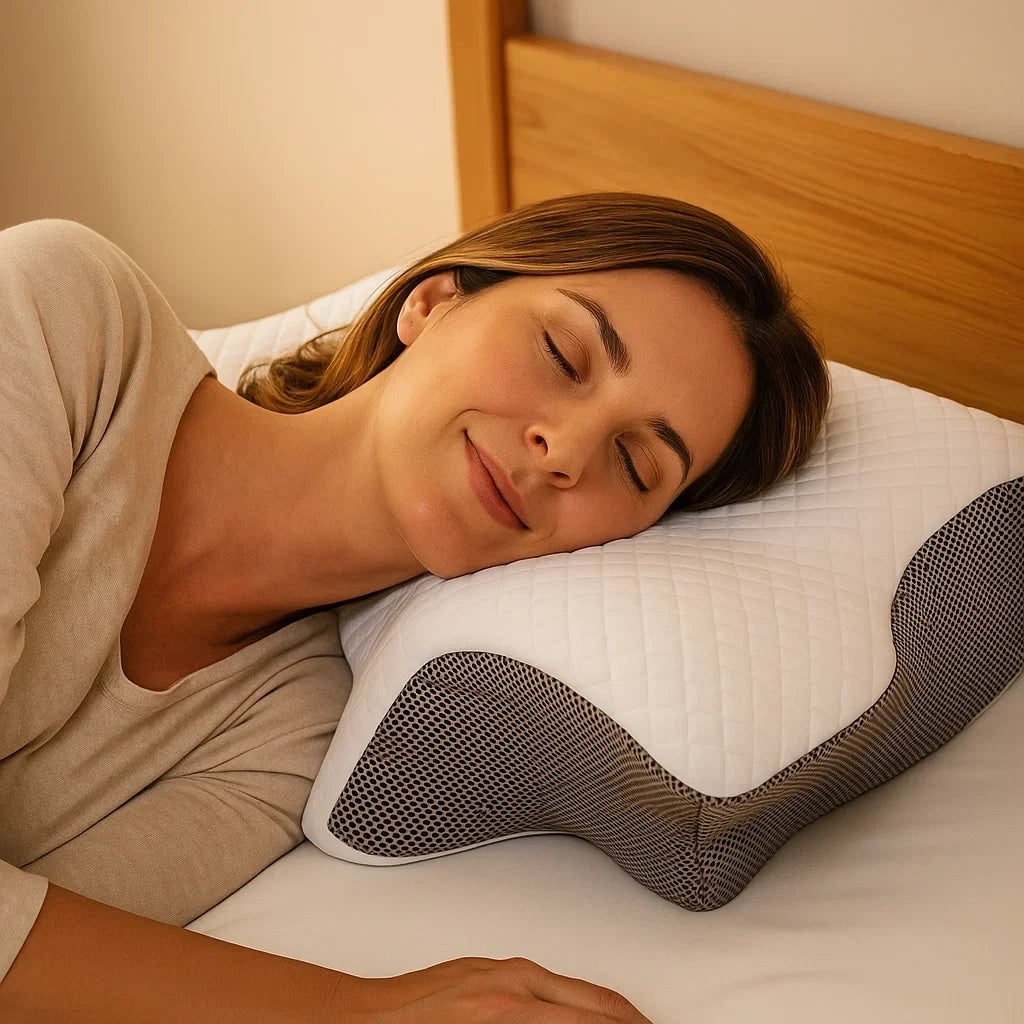 Memory Foam Cervical Pillow with Contoured Butterfly Shape and Orthopedic Neck Support - Image 3