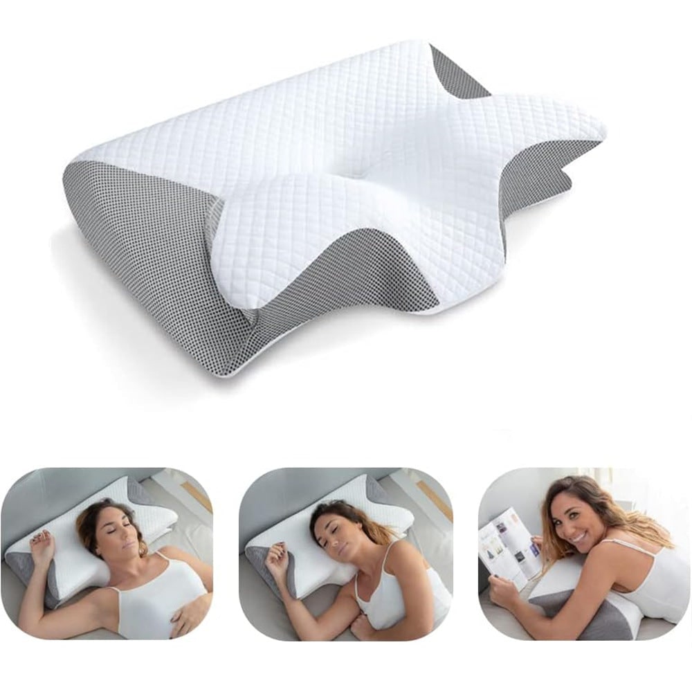 Memory Foam Cervical Pillow with Contoured Butterfly Shape and Orthopedic Neck Support - Image 8