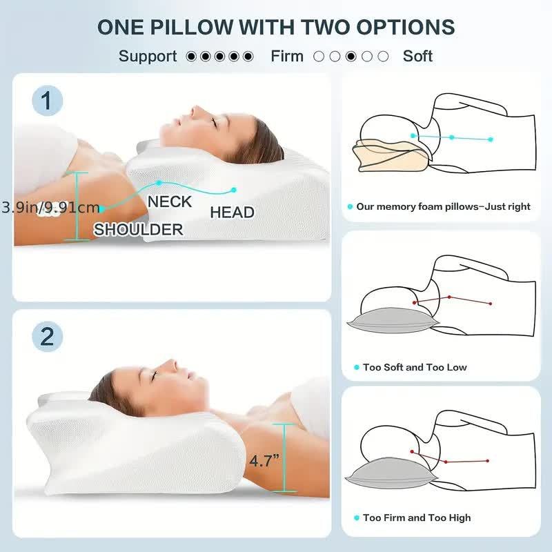 Memory Foam Cervical Pillow with Contoured Butterfly Shape and Orthopedic Neck Support - Image 9