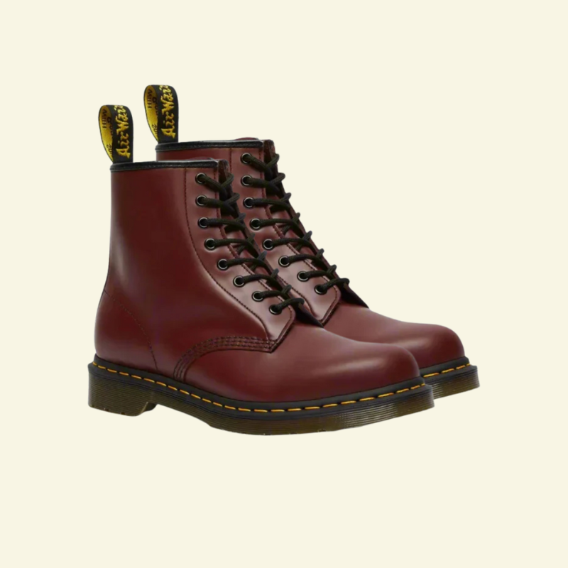 Men's Combat Boots Lace-Up Ankle with Yellow Welt Stitching and Leather Upper - Image 3