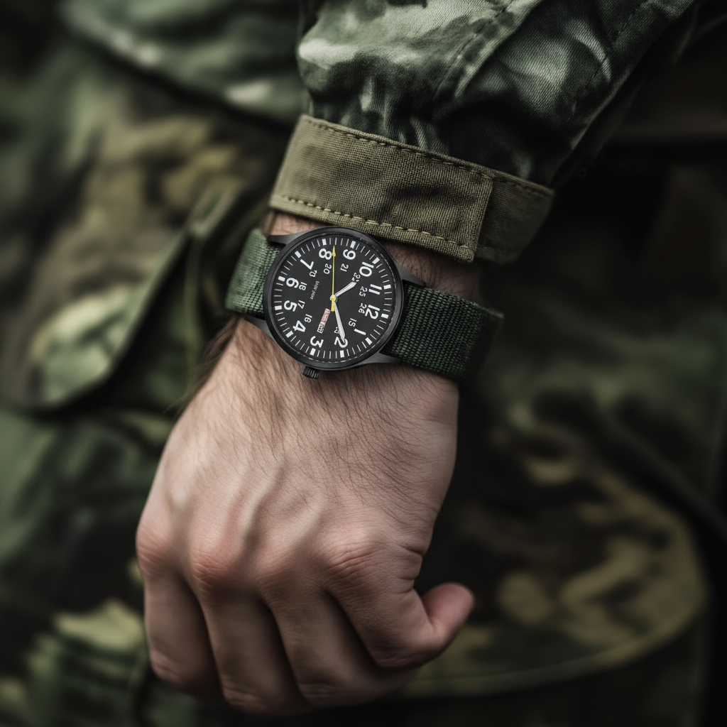Men's Field Watch with Stainless Steel Case Nylon Nato Strap and Analog Dial - Image 10