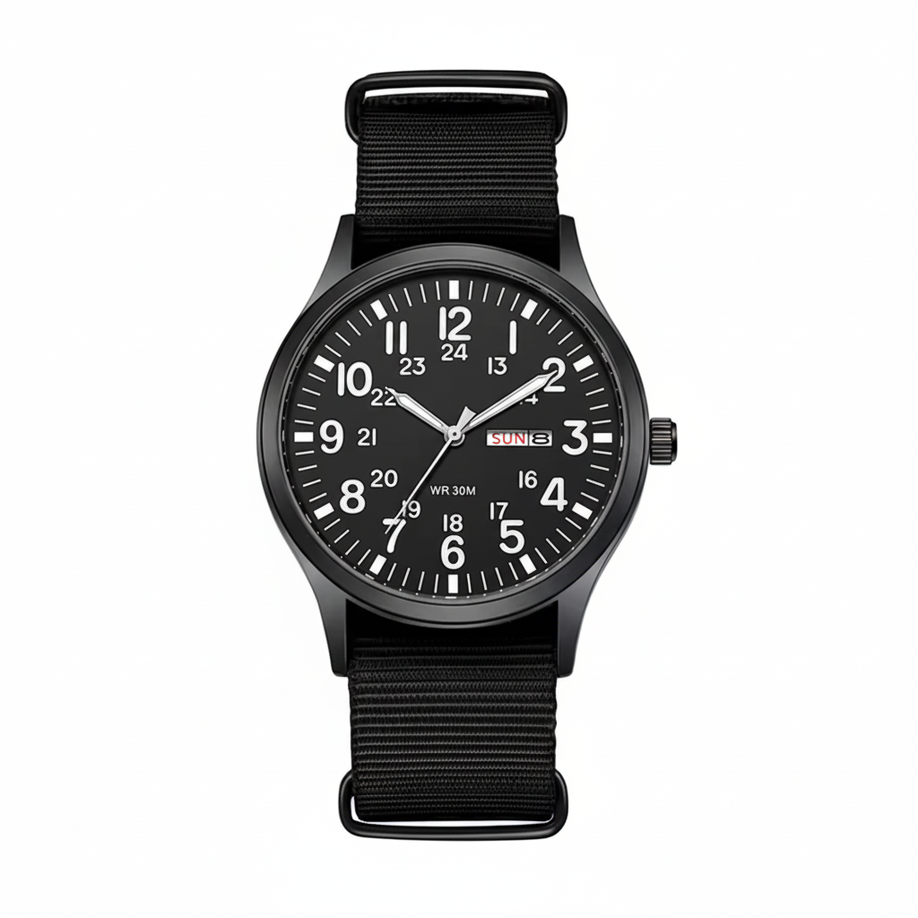 Men's Field Watch with Stainless Steel Case Nylon Nato Strap and Analog Dial - Image 13