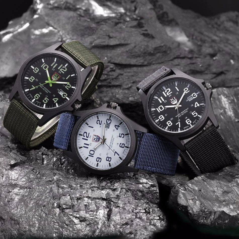 Men's Field Watch with Tactical Analog Display and Woven Nylon Nato Strap - Image 10
