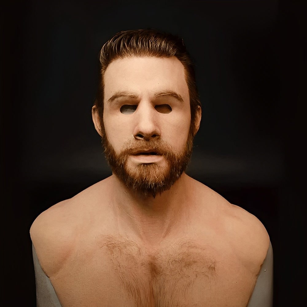 Men's Halloween Silicone Mask Realistic Full Head with Faux Hair and Hand-Painted Details - Image 6