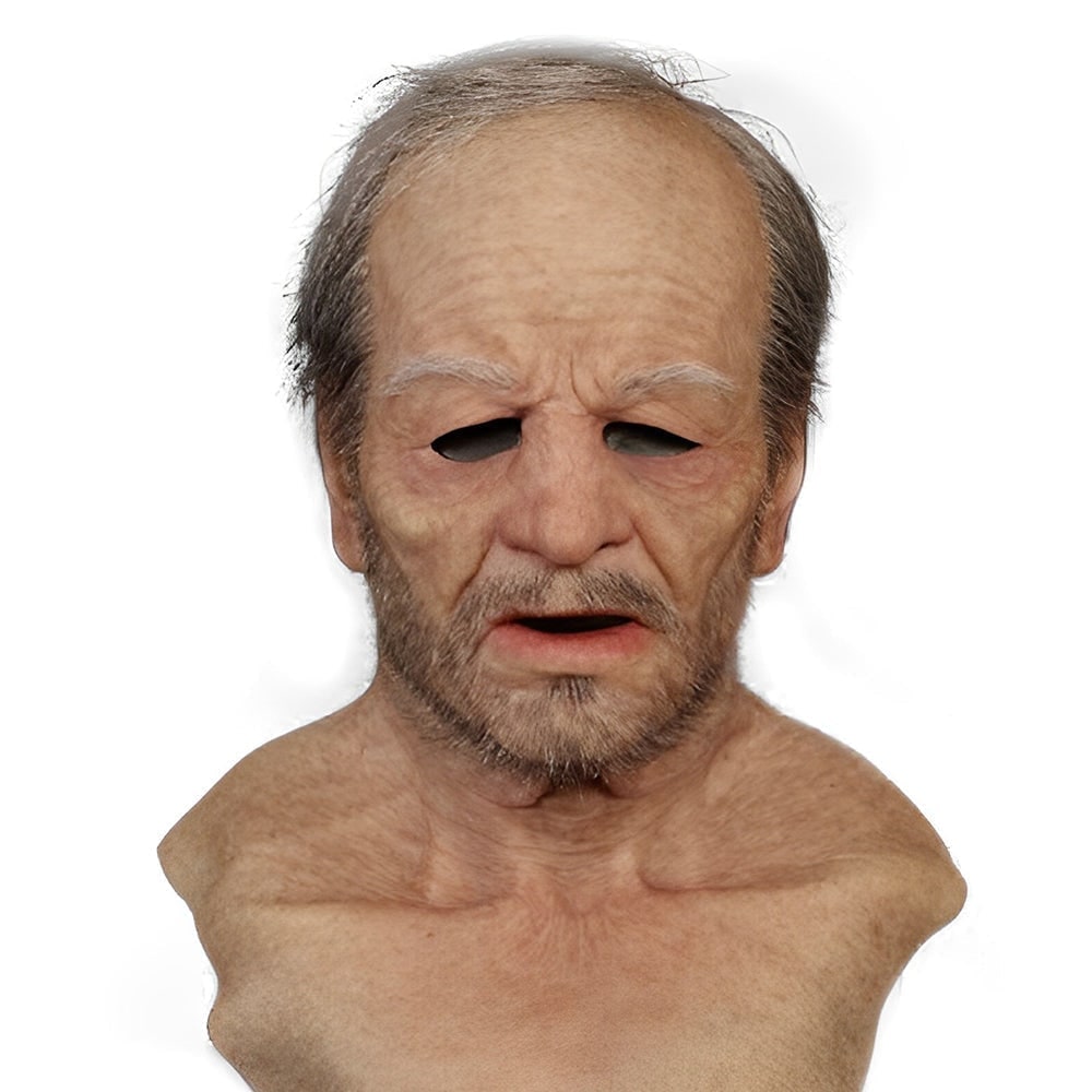 Men's Halloween Silicone Mask Realistic Full Head with Faux Hair and Hand-Painted Details - Image 7