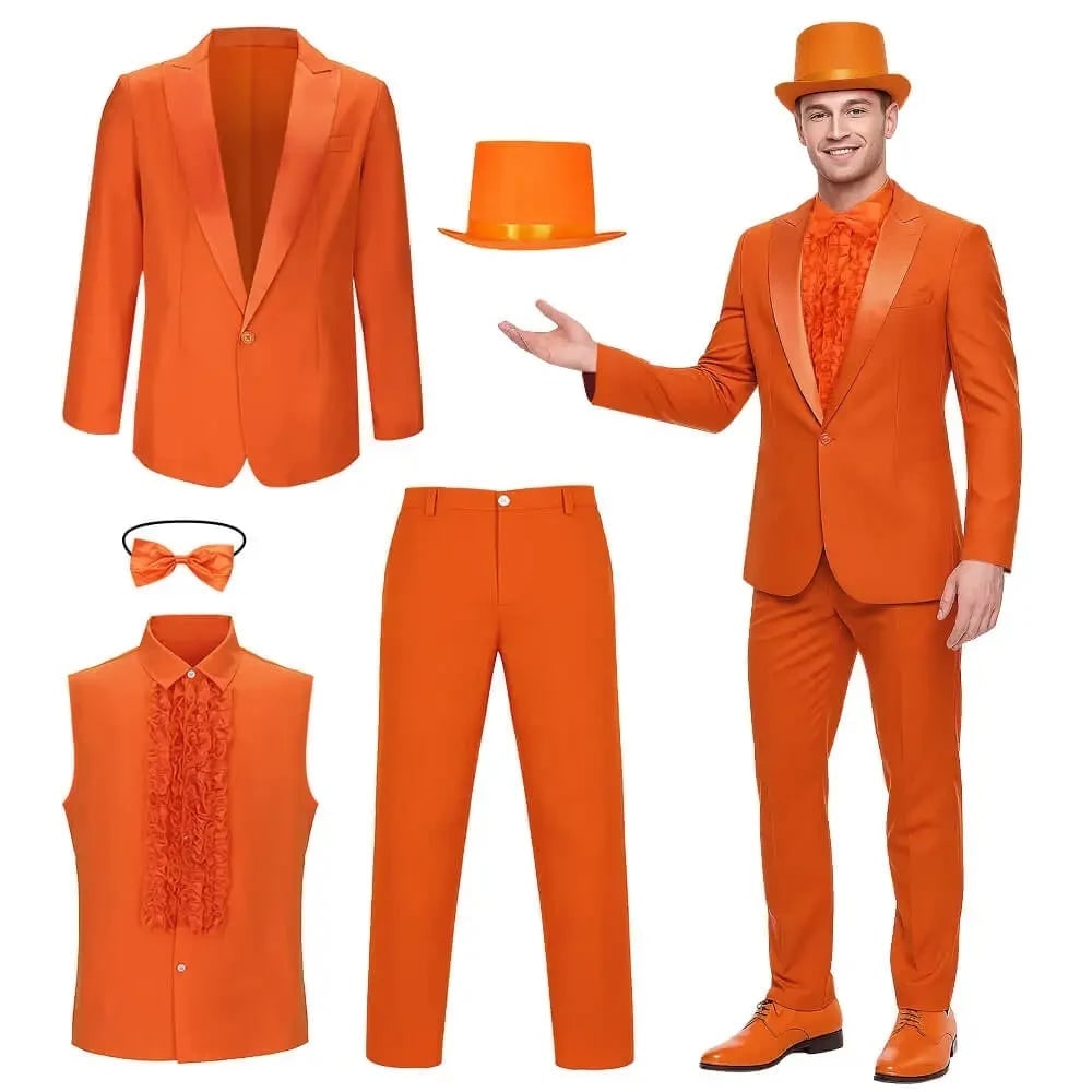 Men's Halloween Tuxedo Costume with Ruffled Shirt, Bow Tie and Top Hat - Image 3