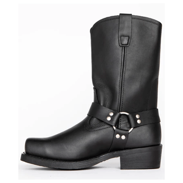 Men's Leather Motorcycle Boots with Square Toe Harness Strap and Metal Studs - Image 6