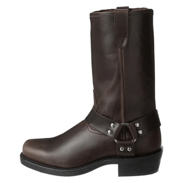 Men's Leather Motorcycle Boots with Square Toe Harness Strap and Metal Studs - Image 7