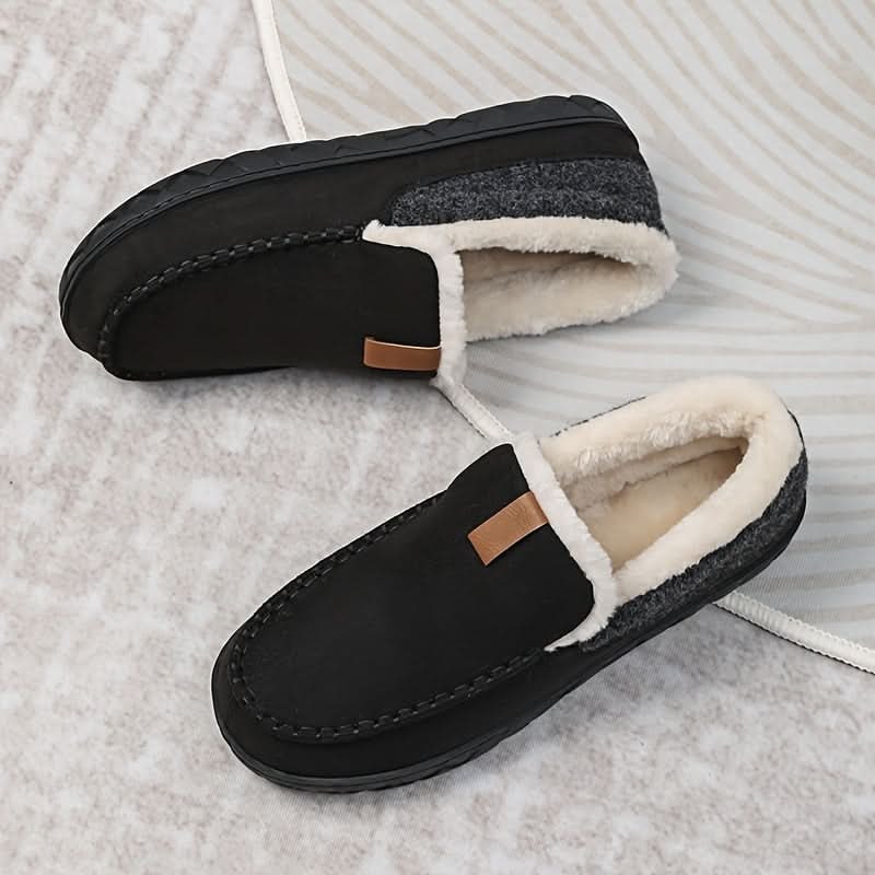 Men's Moccasin Slippers with Fleece Lining and Slip-On Design for Indoor Comfort - Image 1
