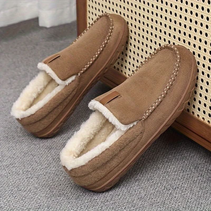 Men's Moccasin Slippers with Fleece Lining and Slip-On Design for Indoor Comfort - Image 4