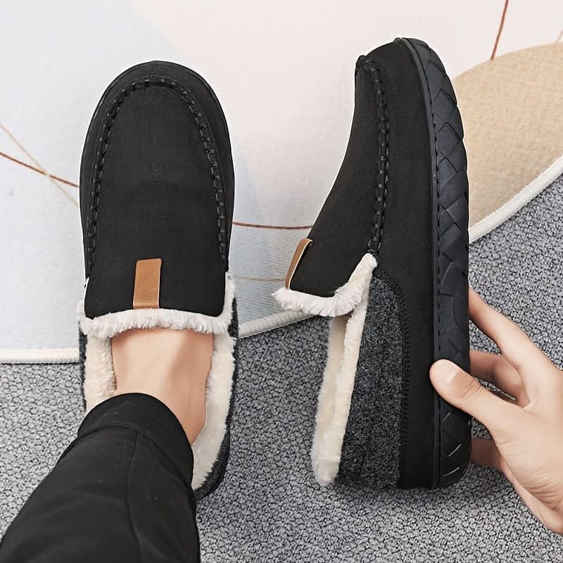 Men's Moccasin Slippers with Fleece Lining and Slip-On Design for Indoor Comfort - Image 5