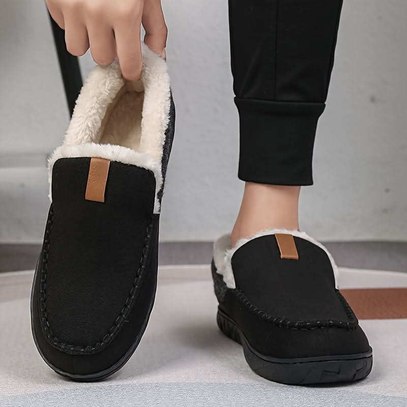 Men's Moccasin Slippers with Fleece Lining and Slip-On Design for Indoor Comfort - Image 6