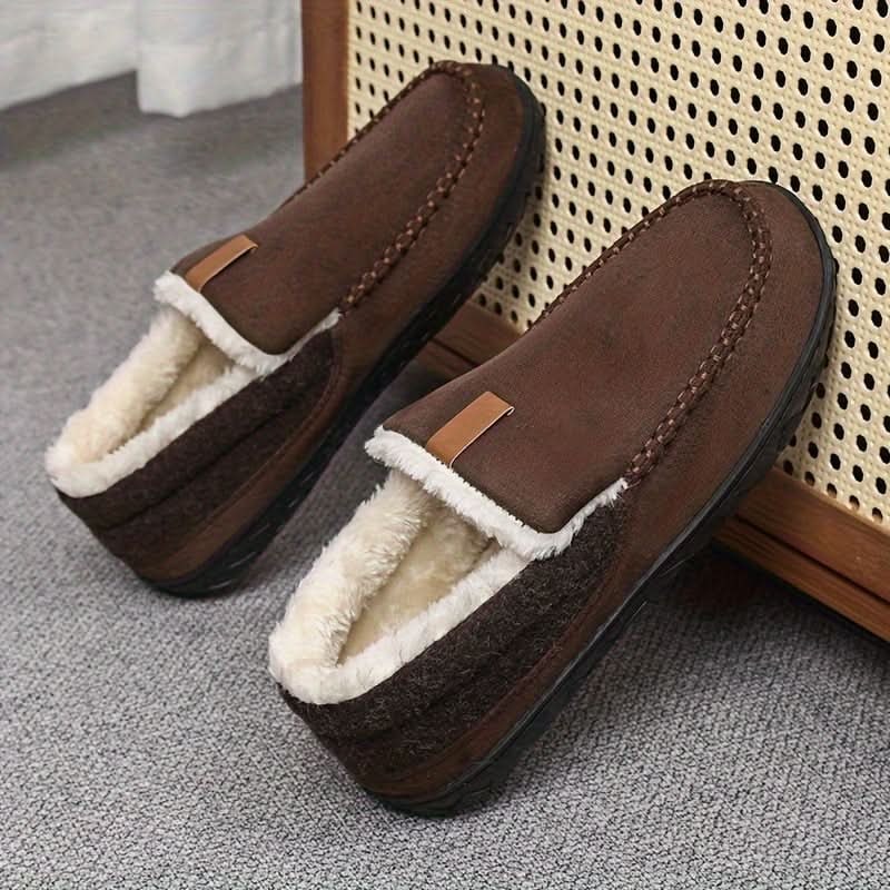 Men's Moccasin Slippers with Fleece Lining and Slip-On Design for Indoor Comfort - Image 7