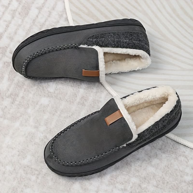 Men's Moccasin Slippers with Fleece Lining and Slip-On Design for Indoor Comfort - Image 9