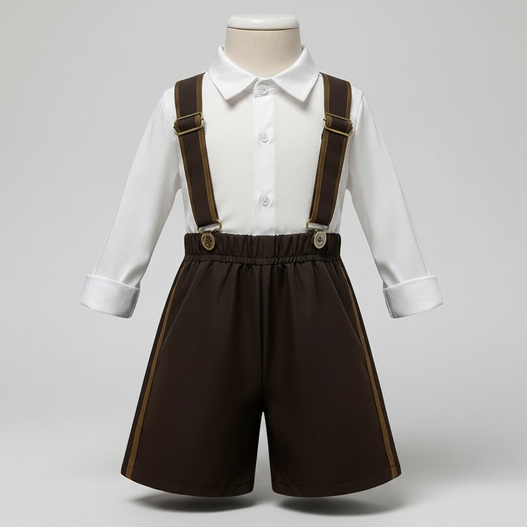 Men's Oktoberfest Costume with Lederhosen Dirndl Skirt Lace-Up Corset Bodice and Suspenders - Image 2
