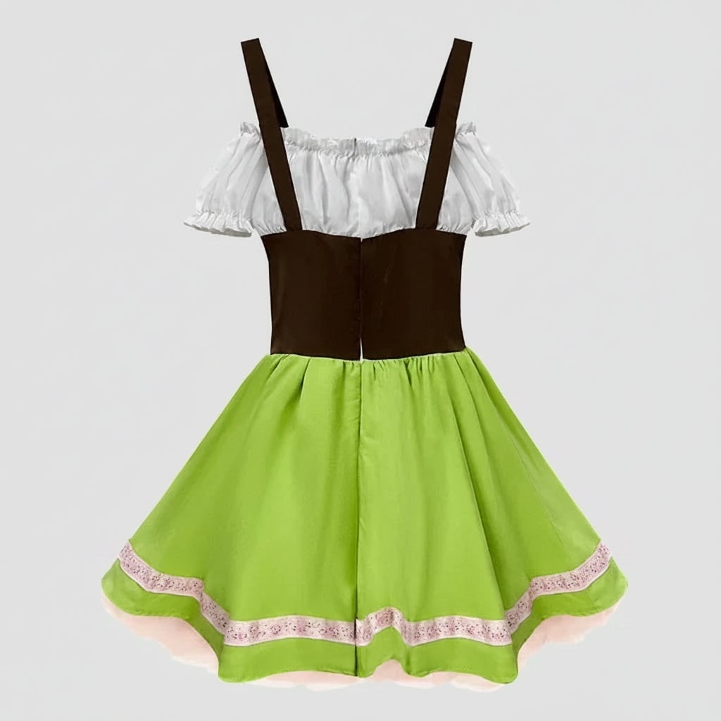 Men's Oktoberfest Costume with Lederhosen Dirndl Skirt Lace-Up Corset Bodice and Suspenders - Image 5