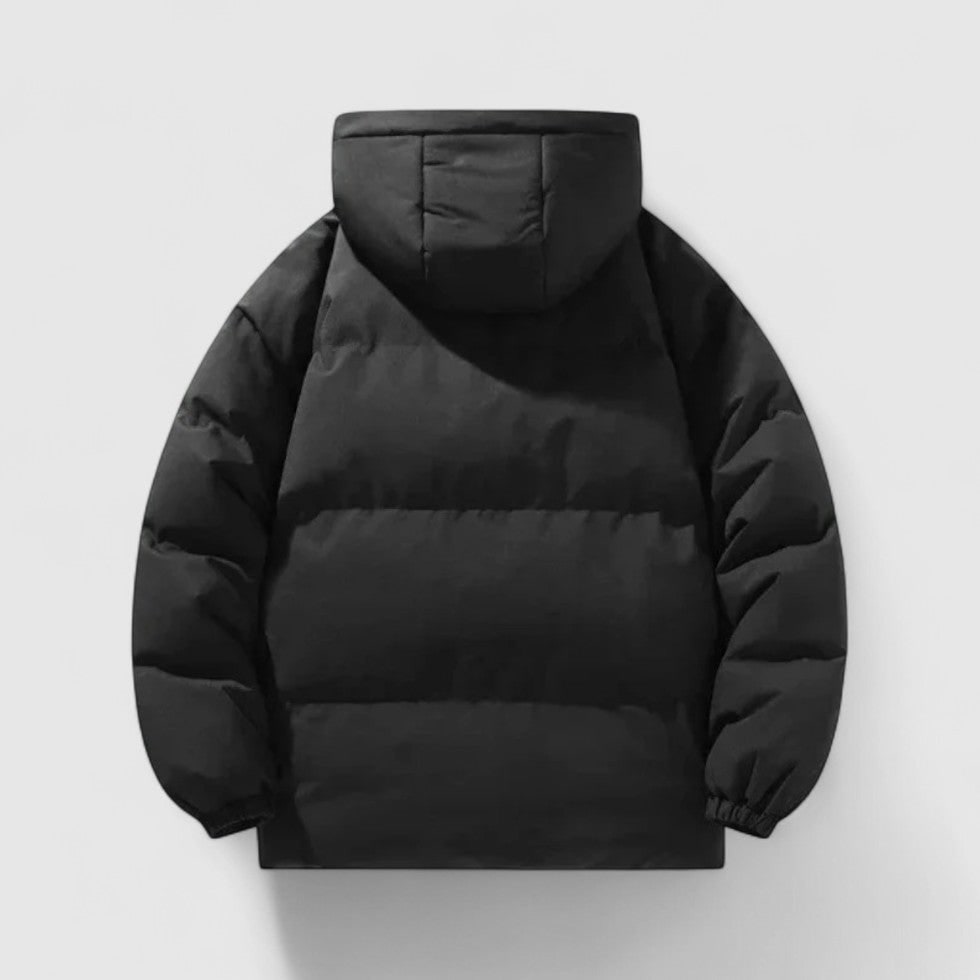 Men's Puffer Jacket with Detachable Hood and Quilted Design Zip Closure - Image 2