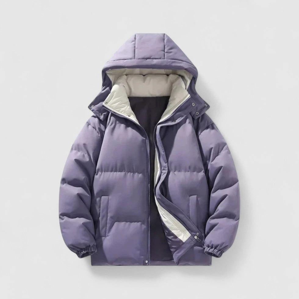 Men's Puffer Jacket with Detachable Hood and Quilted Design Zip Closure - Image 4