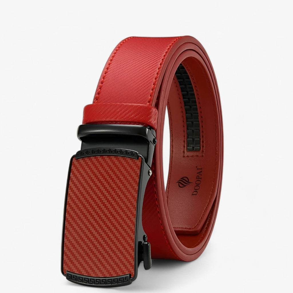 Men's Ratchet Belt with Automatic Buckle and Textured Leather Strap - Image 2
