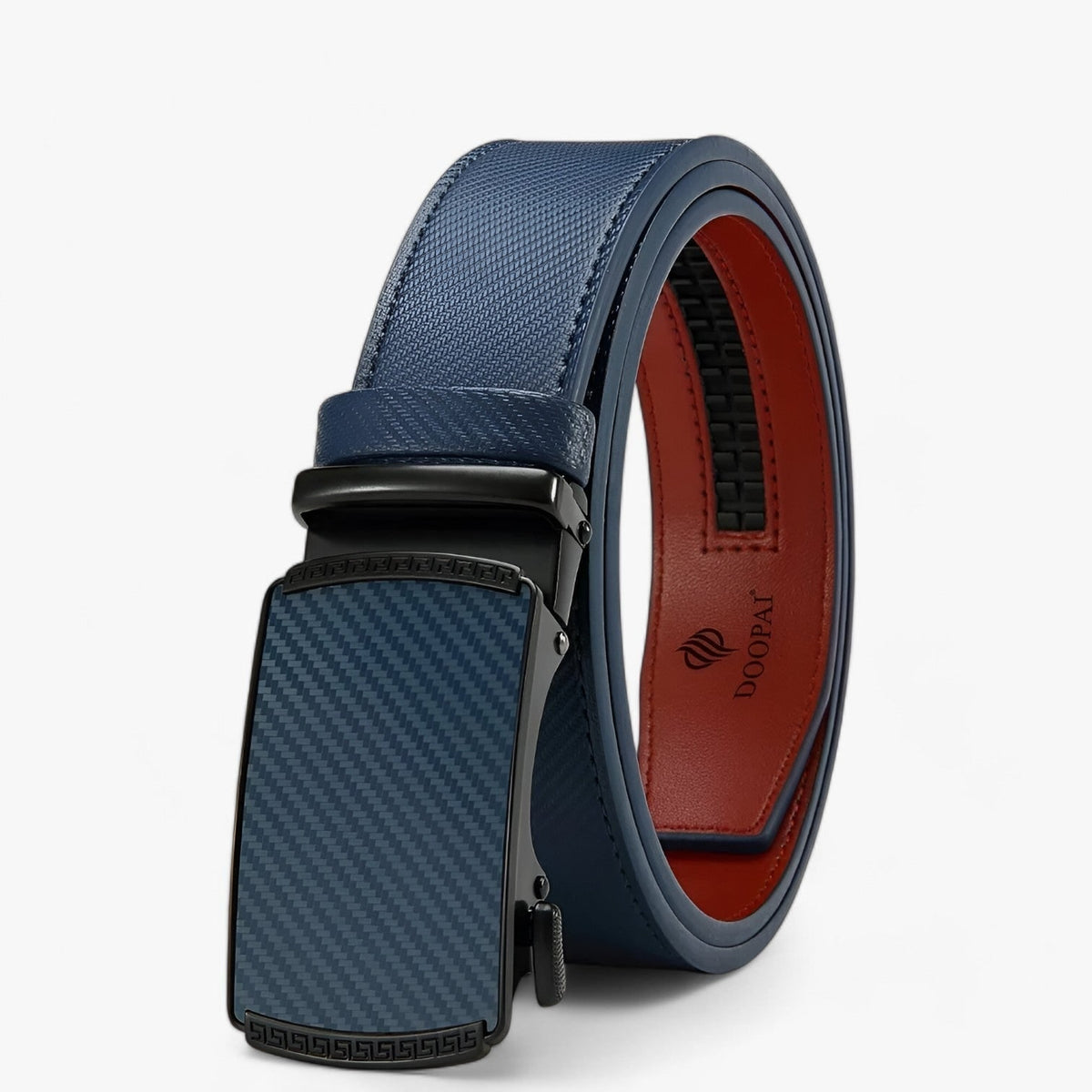 Men's Ratchet Belt with Automatic Buckle and Textured Leather Strap - Image 3