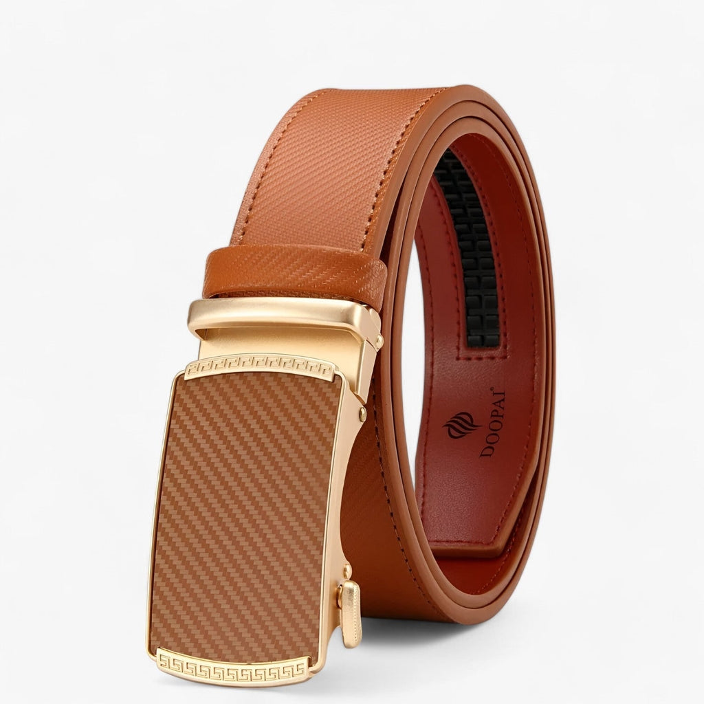 Men's Ratchet Belt with Automatic Buckle and Textured Leather Strap - Image 5