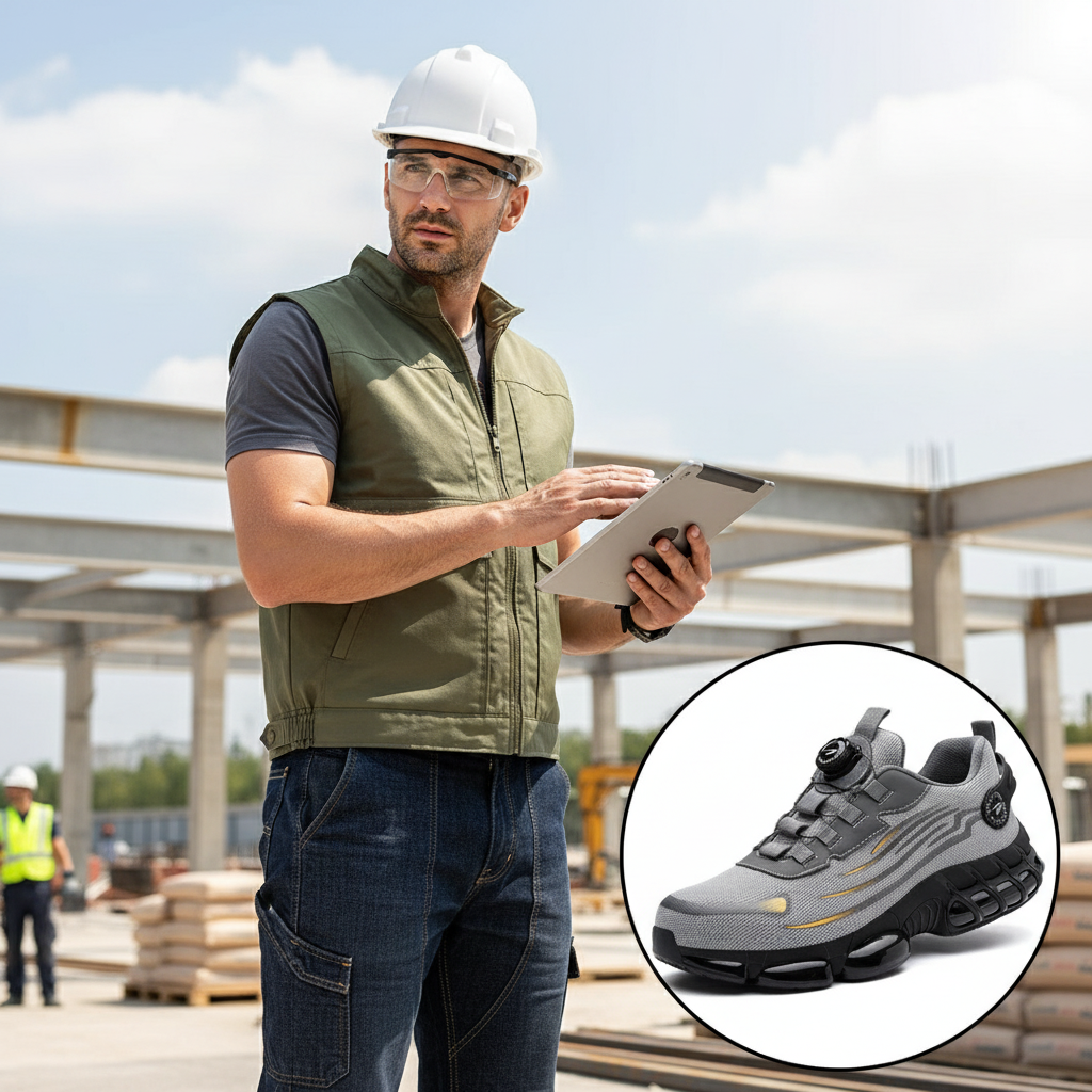 Men's Steel Toe Sneakers with Rotary Dial Laces and Reflective Stripes for Work - Image 6